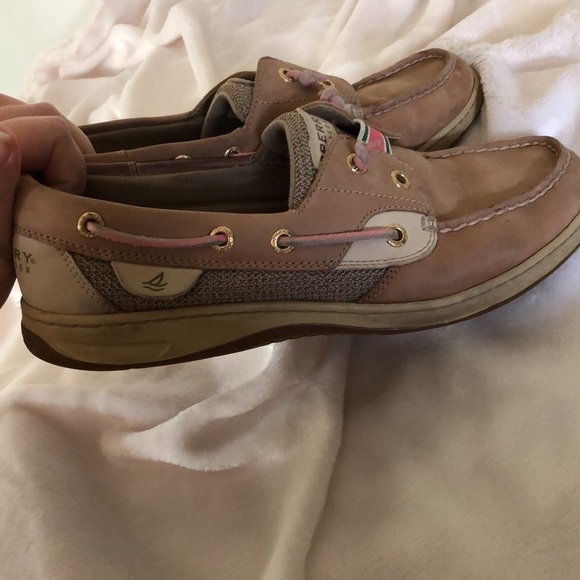 Sperry Top-sider boat shoes preppy size 9.5 women’s tan pink green - Picture 7 of 10